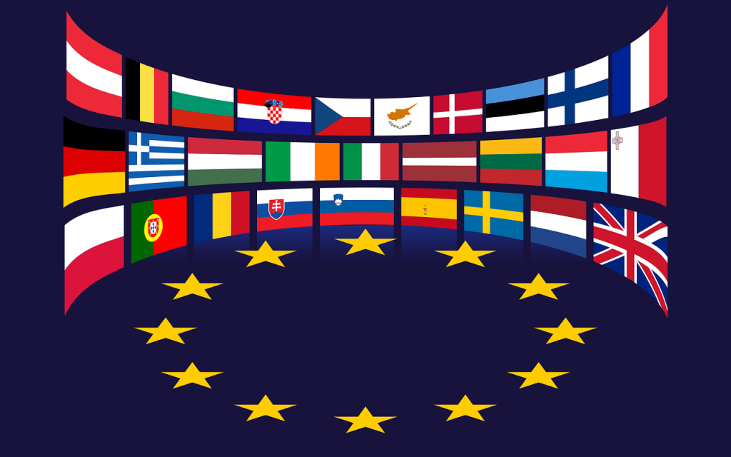 Die WEEE EU Richtlinie / europäische Flaggen und Sterne